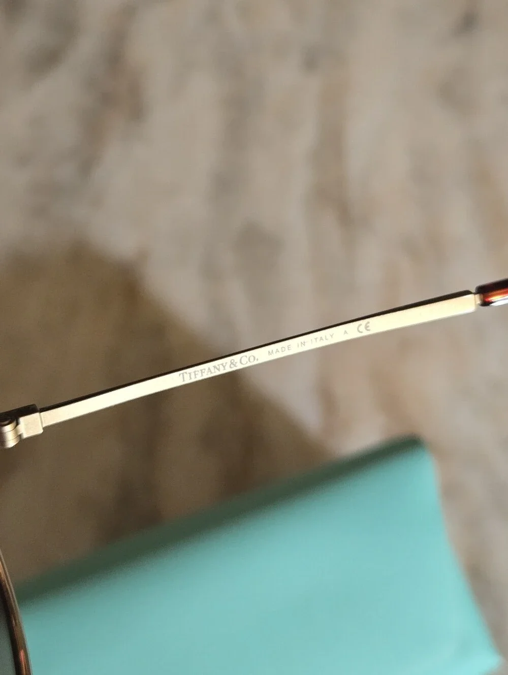 Tiffany & Co. Gold & Blue Aviator Sunglasses with Brown Lenses TF3066